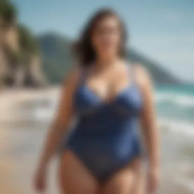 Enjoying the Beach in Plus Size Swimwear A confident individual enjoying the beach in stylish plus size swimwear