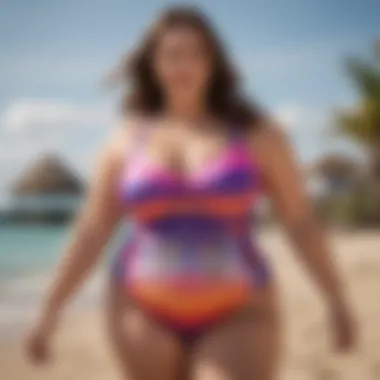 Trendy Plus Size Swimsuits at the Beach Trendy plus size swimsuits displayed in a beach setting