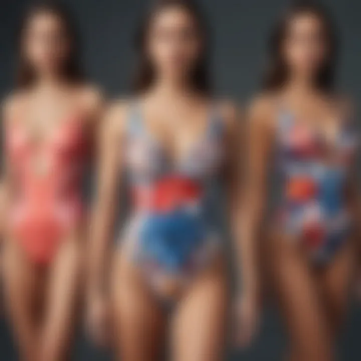 A variety of one-piece swimwear showcasing different designs