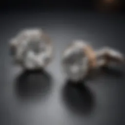 A luxurious diamond cufflink set resting on a sleek leather surface