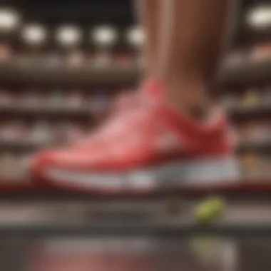 Display of various tennis shoe models associated with Serena Williams