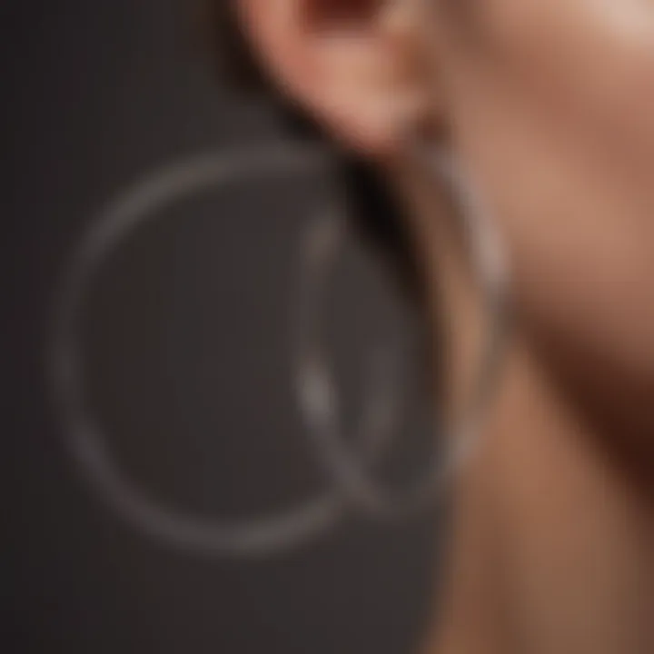 Minimalistic titanium hoop earrings showcased on a velvet background