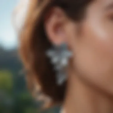 Nature-Inspired Titanium Style Stylish titanium earrings in a natural setting