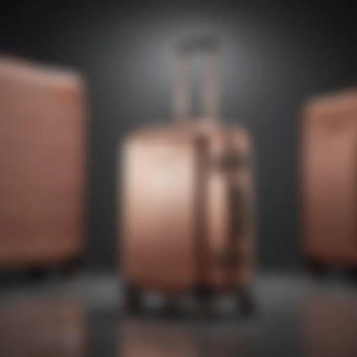 Elegant rose gold luggage set showcasing its sleek design