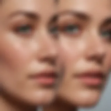 Before and after comparison of pore appearance after using targeted night creams