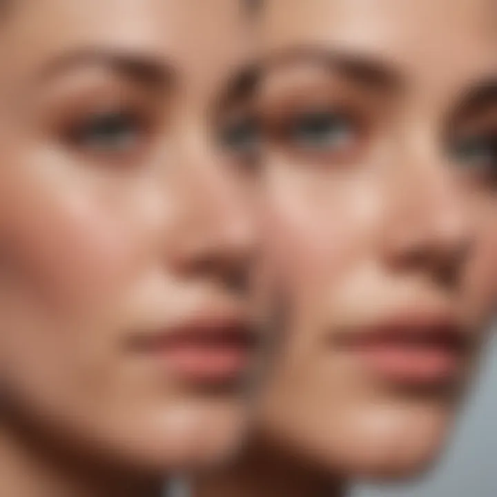 Before and after comparison of pore appearance after using targeted night creams
