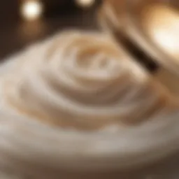 A close-up view of a luxurious night cream texture showcasing its creamy consistency