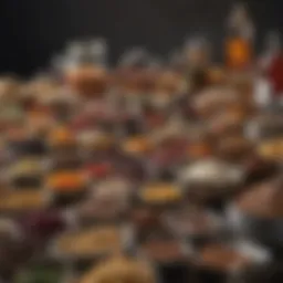 A beautifully arranged array of gourmet ingredients for mail order food kits.