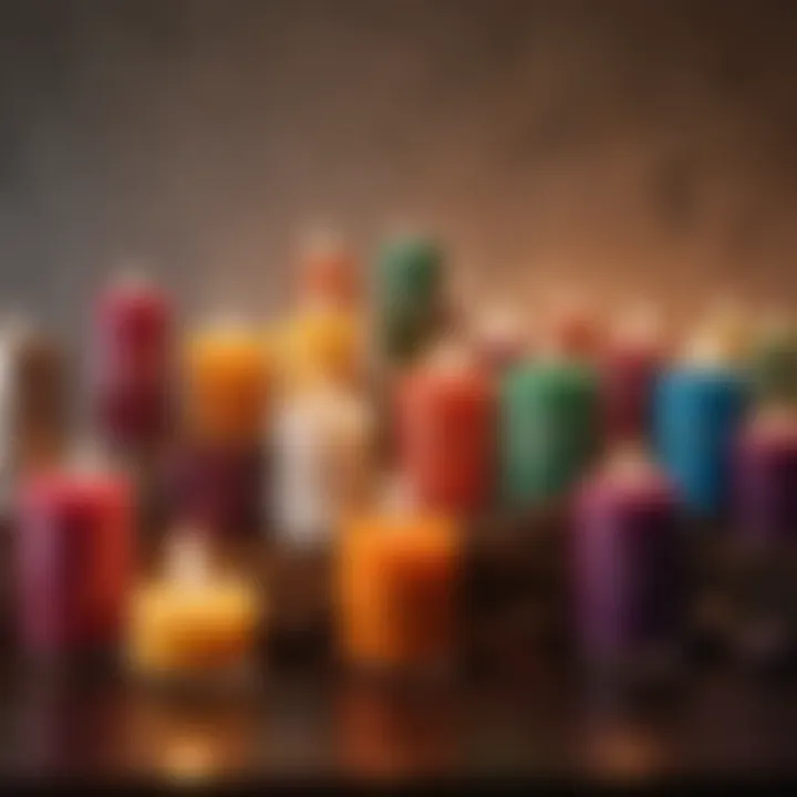 A collection of vibrant organic candles showcasing various colors and shapes