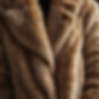 Close-up of the luxurious fabric texture of a long fuzzy coat