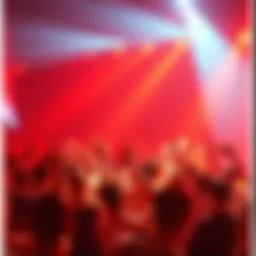 A vibrant concert scene reflecting 90s pop culture