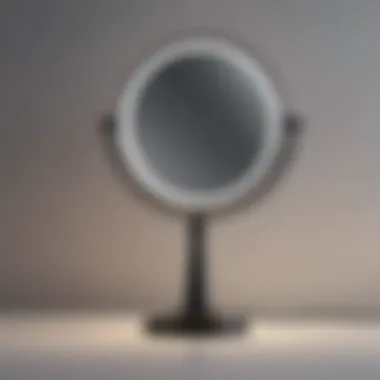 Close-Up of Adjustable Lighting Makeup Mirror Close-up of a makeup mirror featuring adjustable lighting options