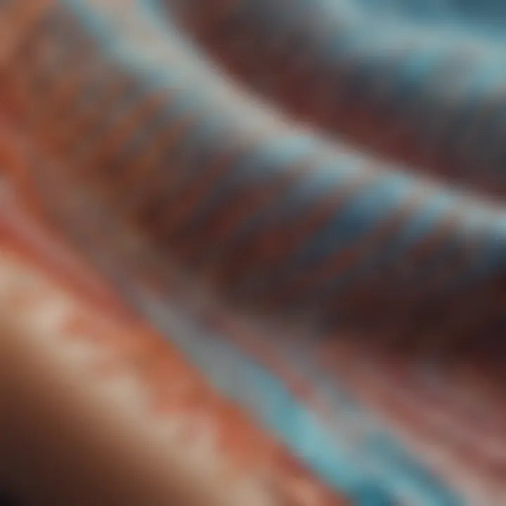 Close-up view of intricate fabric patterns used in modern swimwear.