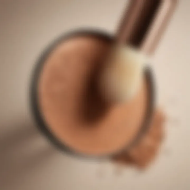 A stylish makeup brush next to a milk bronzer dupe for application demonstration