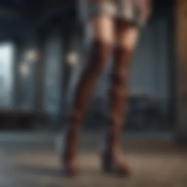 Fashion Forward Stylish outfit pairing with famous footwear over-the-knee boots for a trendy look