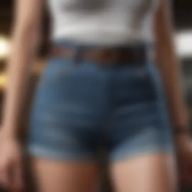 Trendsetter's Choice: High-Waisted Belted Shorts Fashion-forward high-waisted jean shorts with belt detail