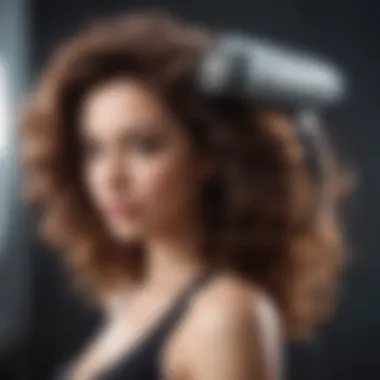 Using a Hair Dryer on Thick Hair A person using a hair dryer on thick hair with steam effects.