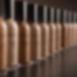 A collection of foundation bottles in various shades