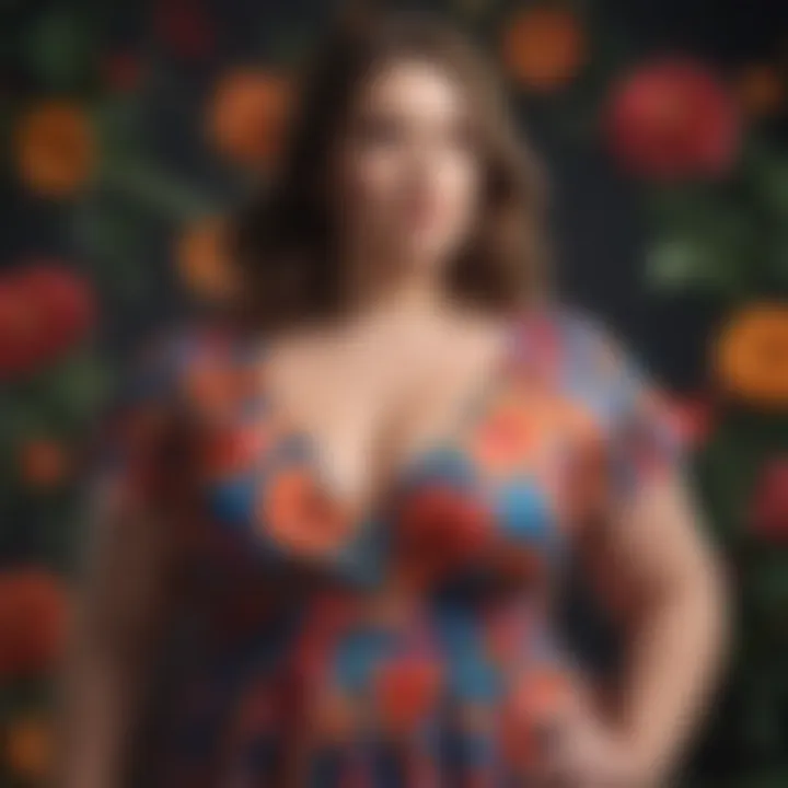 Stylish plus-size woman in a vibrant floral dress