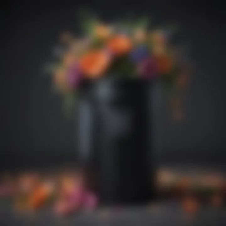 Stylish garbage can with floral design