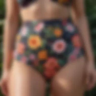 Elegant high waisted swimsuit bottoms in floral print