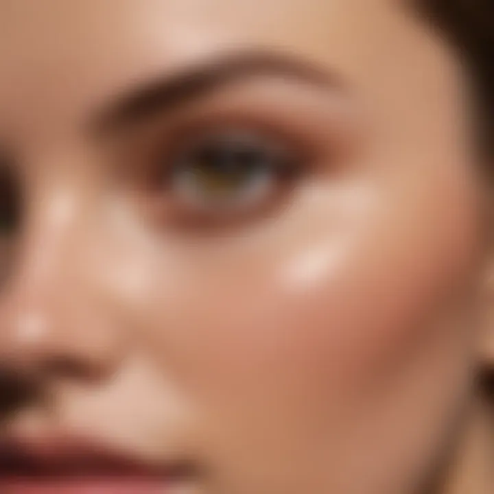 Close-up of a flawless foundation application on a model's face