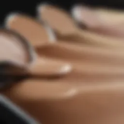 Close-up of foundation swatches on skin