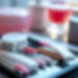 Close-up of gel French manicure kit components