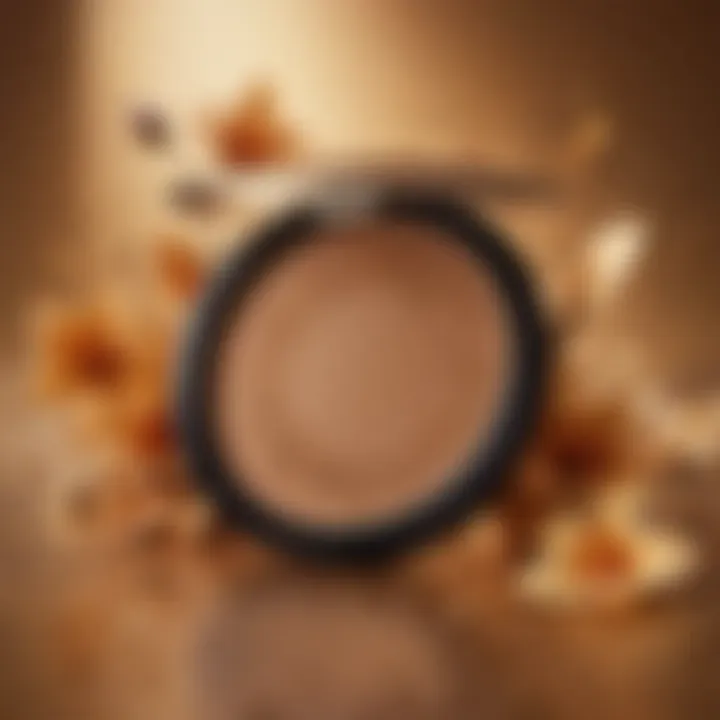 Golden Bronzing Powder with artistic floral background