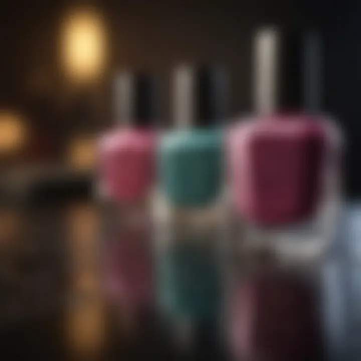 Elegant nail polish bottles in a luxurious setting