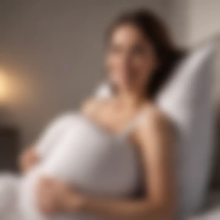 Happy pregnant woman with U pillow for comfort