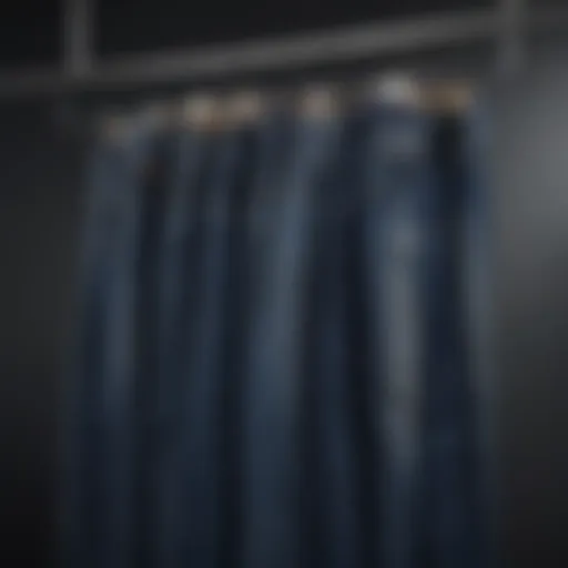 Diverse styles of high waisted comfy jeans displayed on hangers