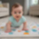 Infant engaging with sensory tummy time mat