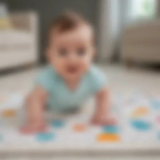 Infant engaging with sensory tummy time mat