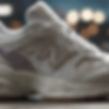 Close-up of intricate design details on New Balance dad shoes