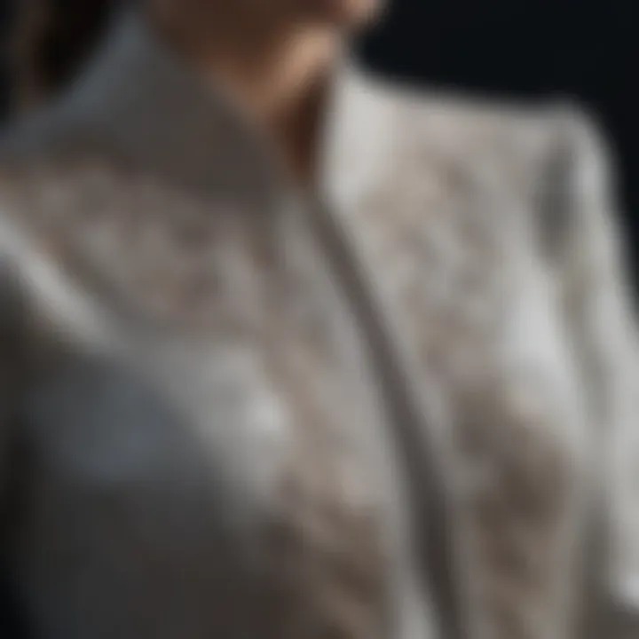 Close-up of intricate details of a designer garment showcasing craftsmanship