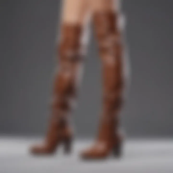 Close-up of the exquisite material quality of JustFab boots