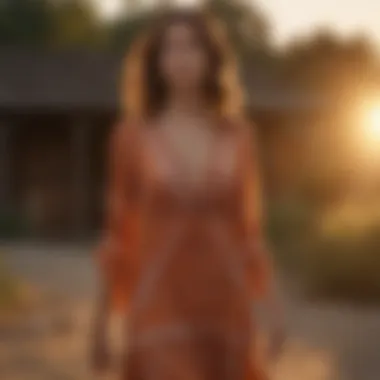 Boho Sunset Glamour Chic Boho Maxi Dress with Sunset Silhouette