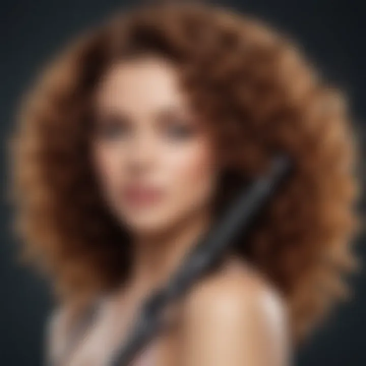 A woman with beautiful long-lasting curls created with a curling iron