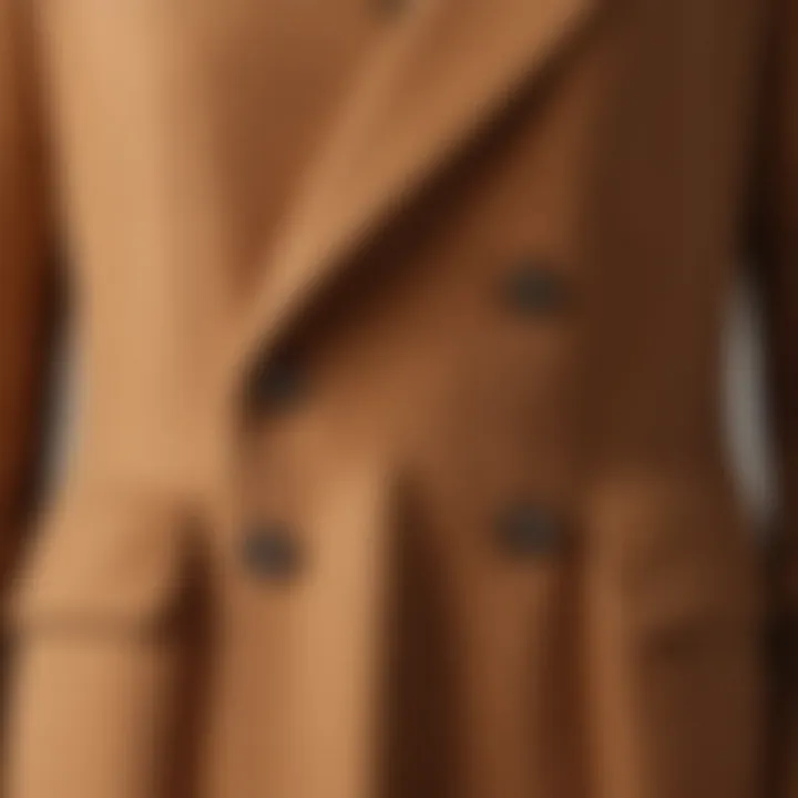 Close-up of luxurious Celine Camel Coat texture
