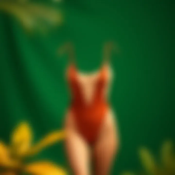 Sustainable materials used in the Madewell cutout one-piece swimsuit highlighted against a green backdrop