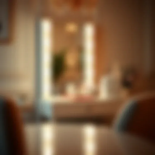 Elegant makeup desk featuring a chic light-up mirror in a luxurious setting