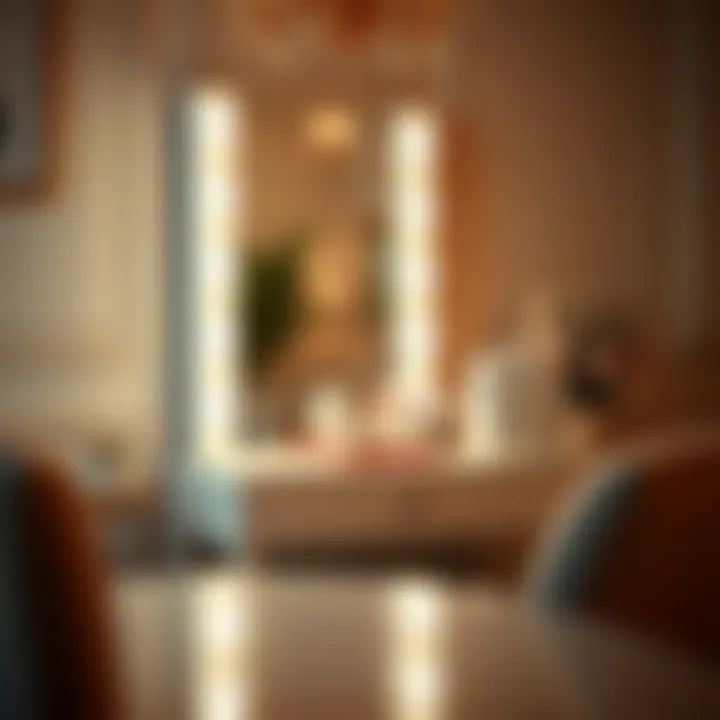 Elegant makeup desk featuring a chic light-up mirror in a luxurious setting