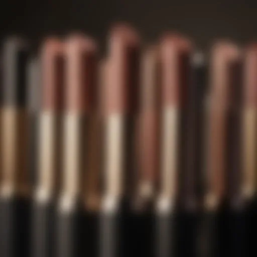 Close-up of makeup sticks showcasing diverse shades and textures.