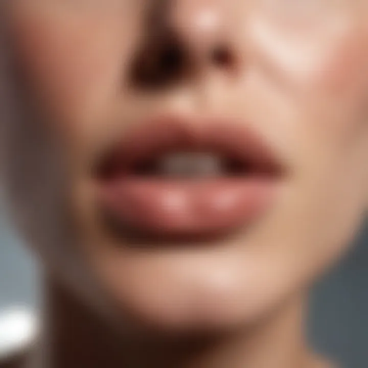 Close-up of sun blisters on lips