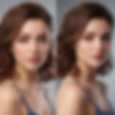Before and After Using Setting Spray A styled hair before and after using curling iron setting spray to demonstrate effectiveness.