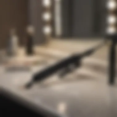Curling Iron Setting Sprays on a Vanity A visually appealing arrangement of various curling iron setting sprays on a vanity.