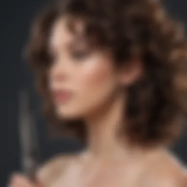 Detailed shot of hair strands being transformed by curling wand