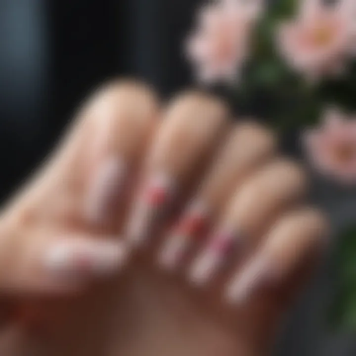 Elegantly designed nails with floral motif