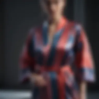 Modern geometric print satin robe in bold colors